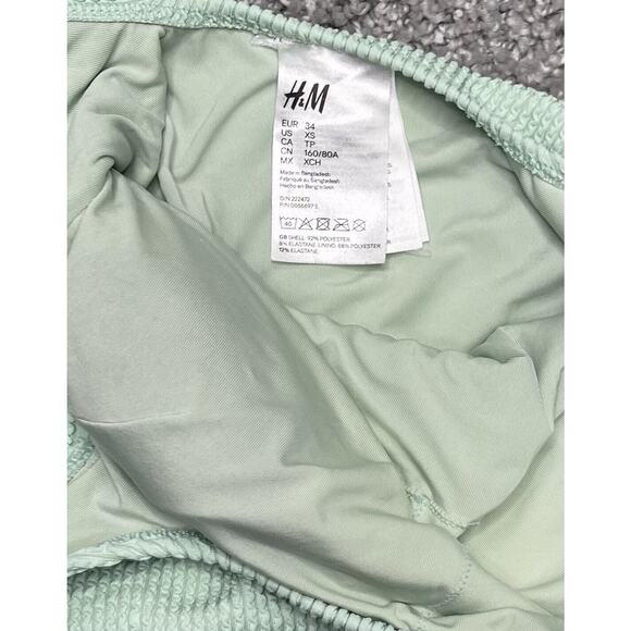 H&M Women’s Bathing Suit Size Xsmall One Piece Light Green Swimming Preloved - Picture 5 of 8